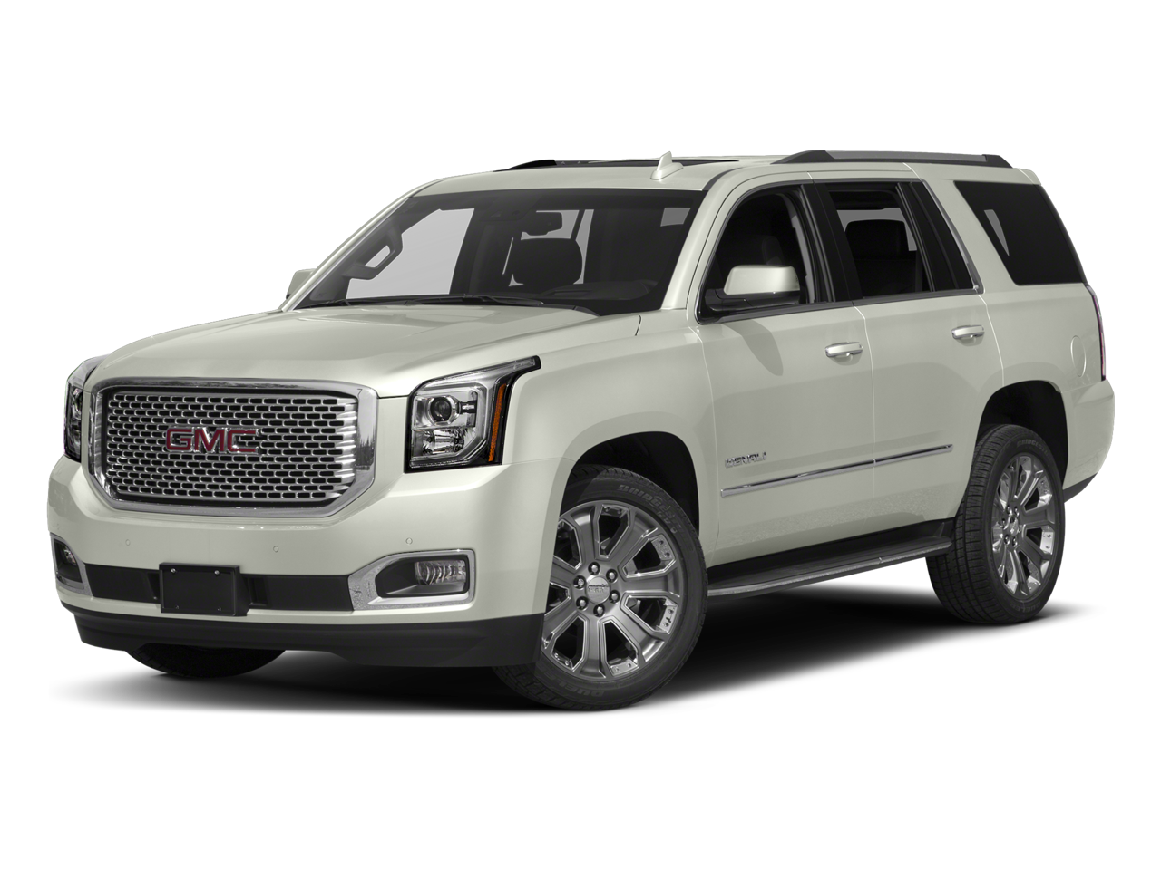 2017 GMC Yukon Denali in White Frost Tricoat — front three-quarter view