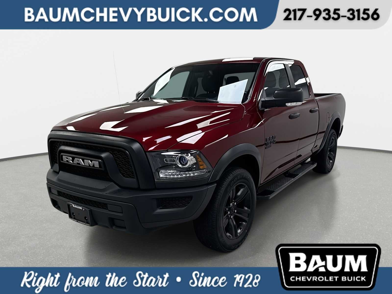 2022 RAM 1500 Classic Warlock Quad Cab 4x4 6'4" Box in Red — front three-quarter view