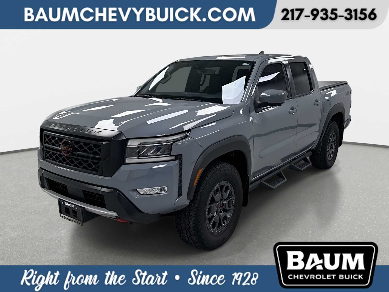 2024 Nissan Frontier Crew Cab PRO-4X 4x4 in Gray — front three-quarter view